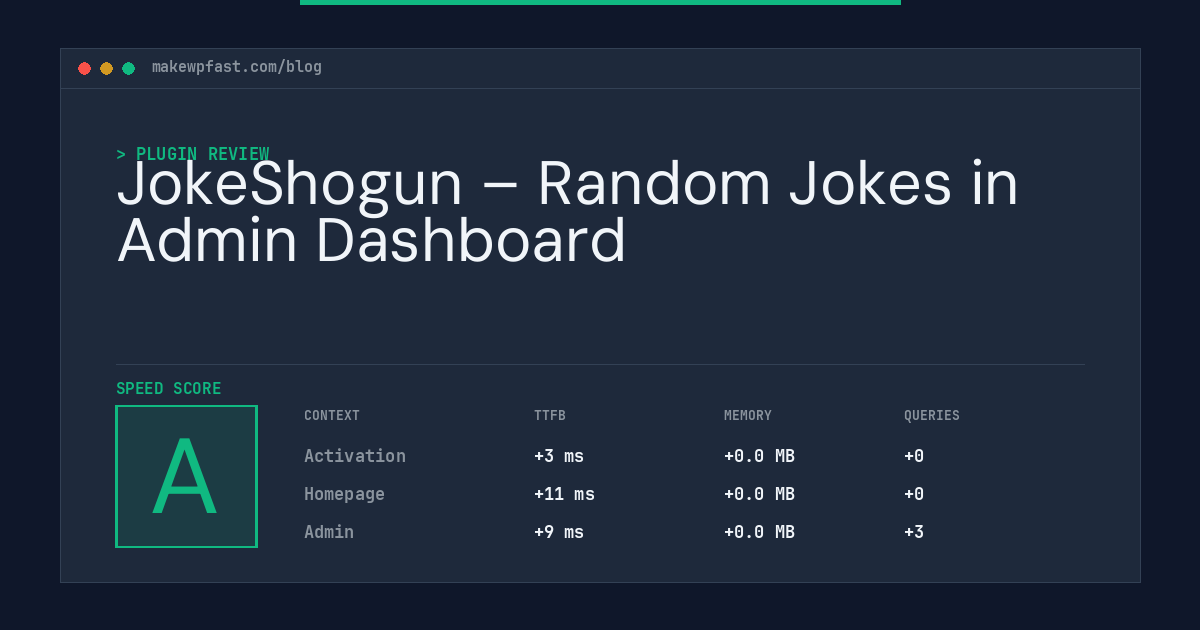 JokeShogun – Random Jokes in Admin Dashboard - MakeWPFast