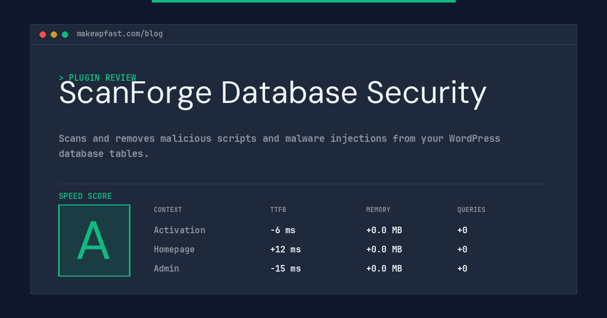 ScanForge Database Security - MakeWPFast
