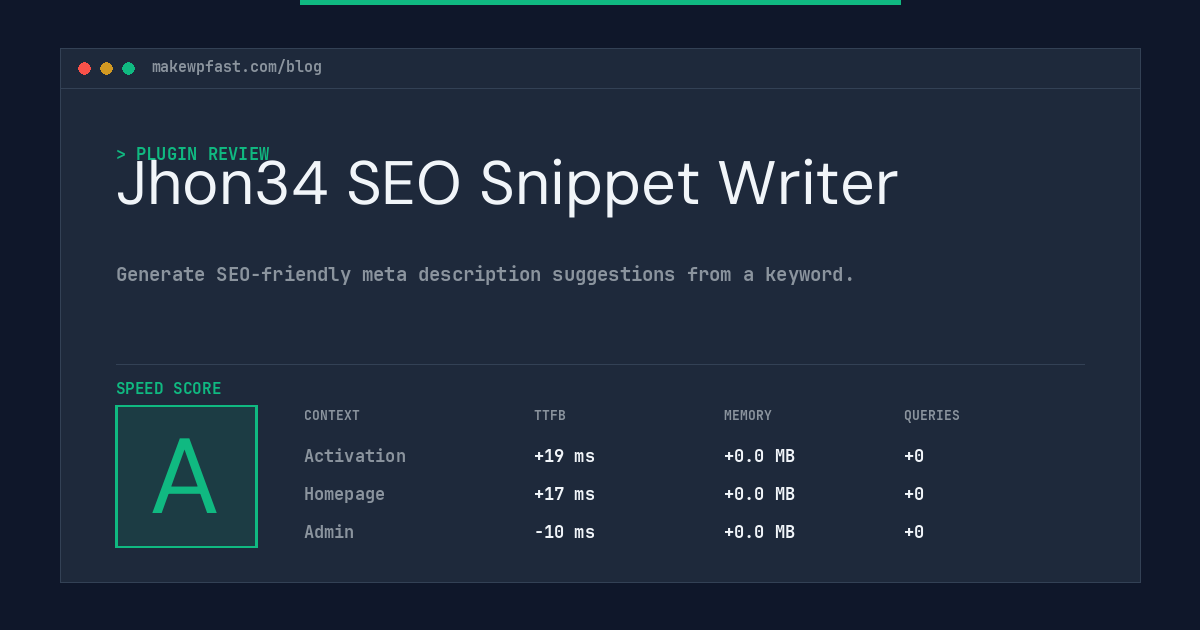 Jhon34 SEO Snippet Writer - MakeWPFast