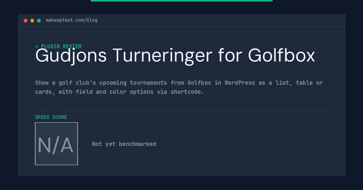 Gudjons Turneringer for Golfbox - MakeWPFast