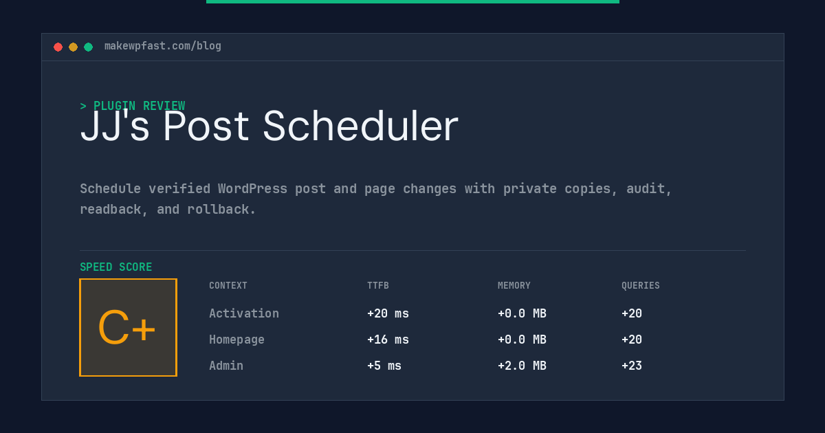 JJ's Post Scheduler - MakeWPFast