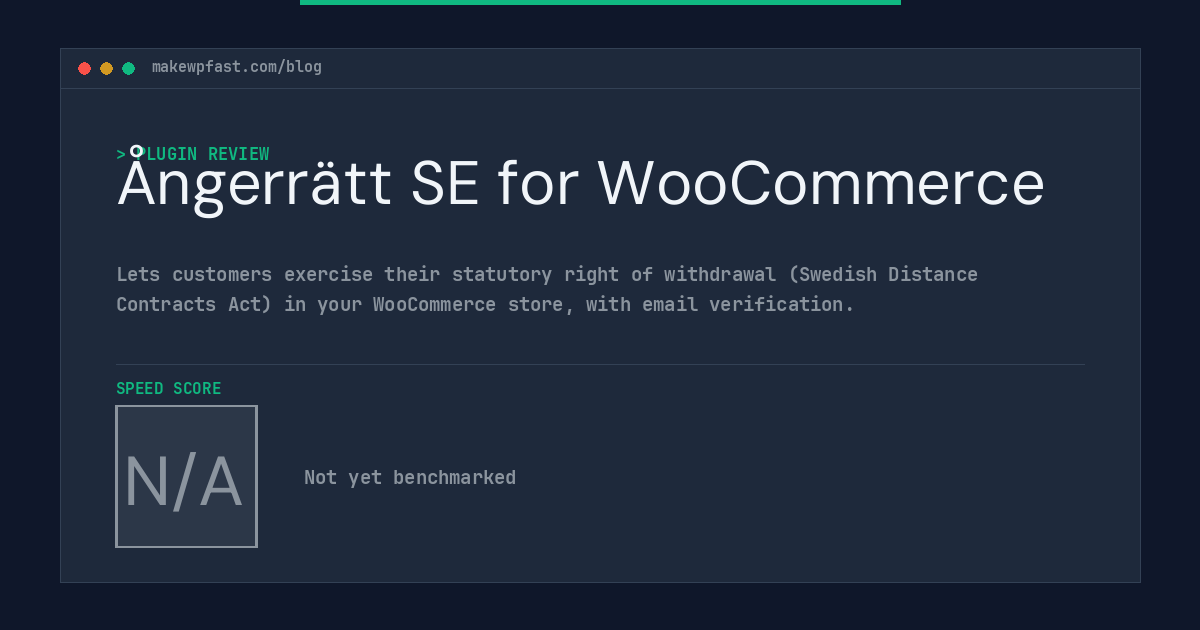 Ångerrätt SE for WooCommerce - MakeWPFast