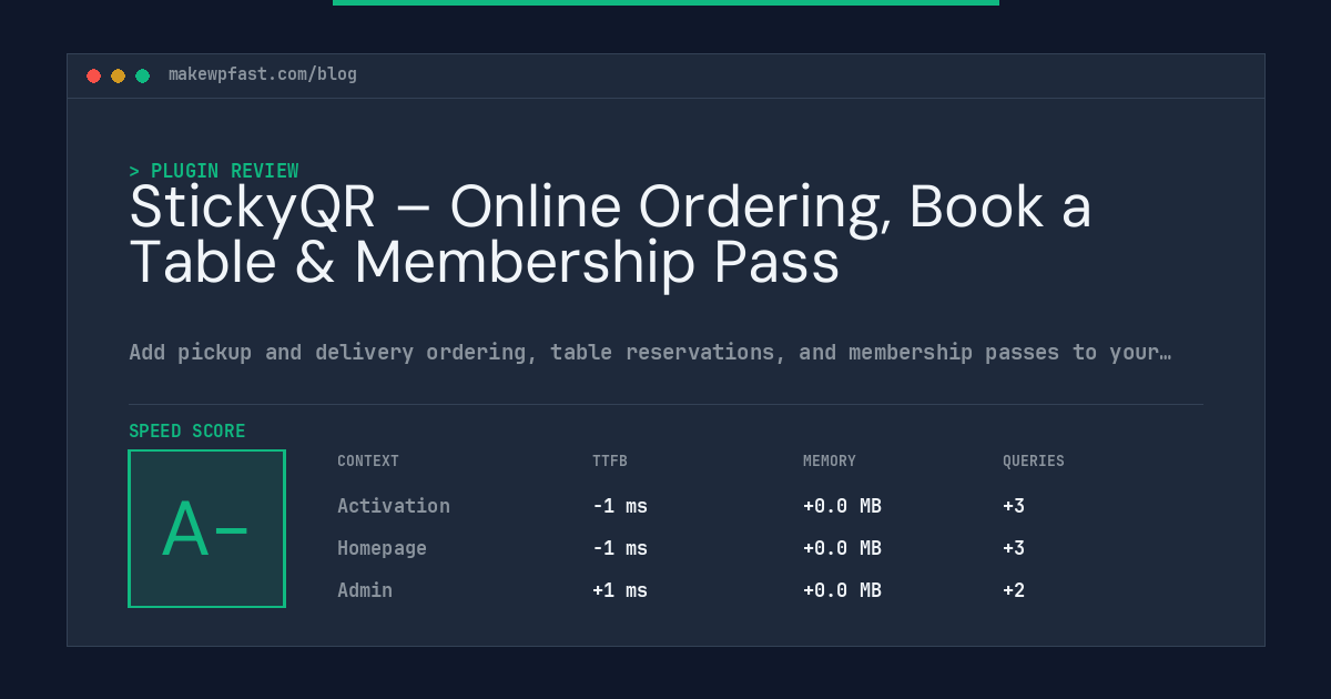 StickyQR – Online Ordering, Book a Table & Membership Pass - MakeWPFast