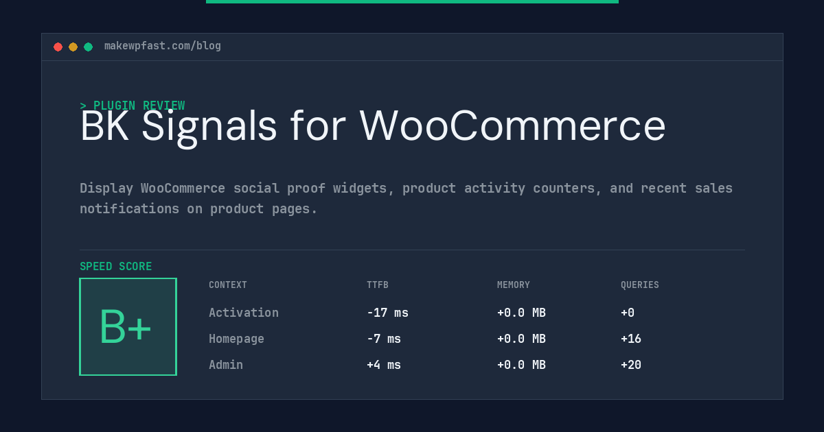 BK Signals for WooCommerce - MakeWPFast