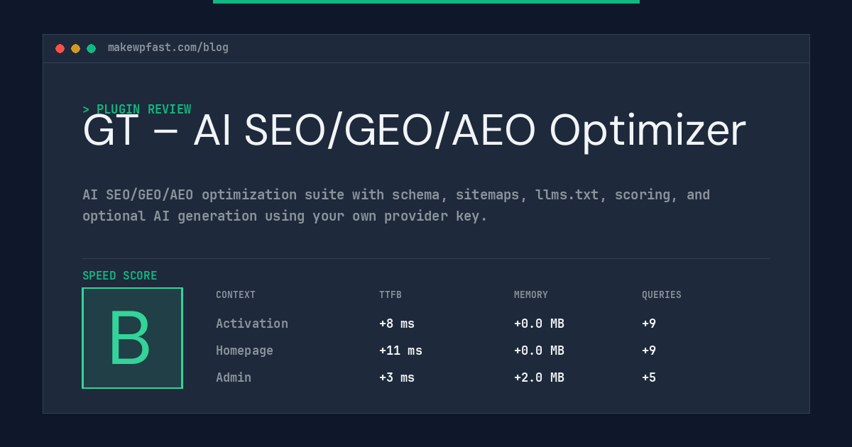 GT – AI SEO/GEO/AEO Optimizer - MakeWPFast