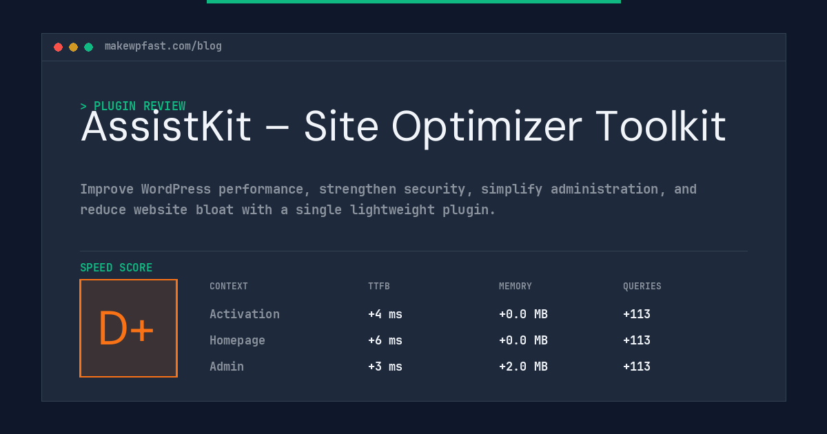 AssistKit – Site Optimizer Toolkit - MakeWPFast