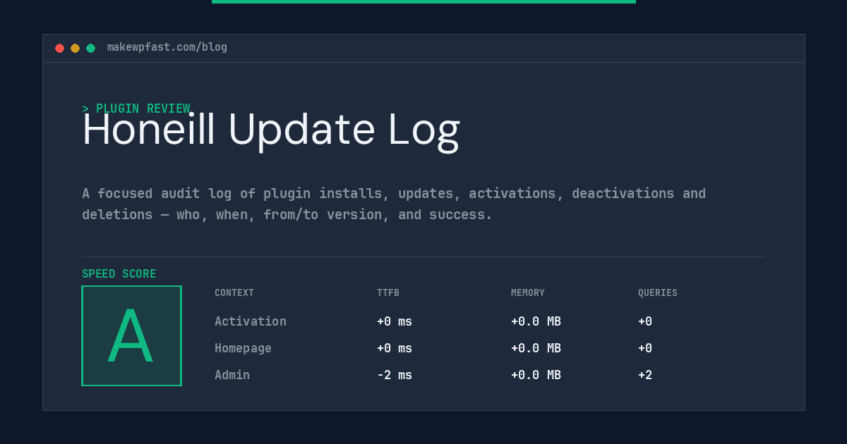 Honeill Update Log - MakeWPFast