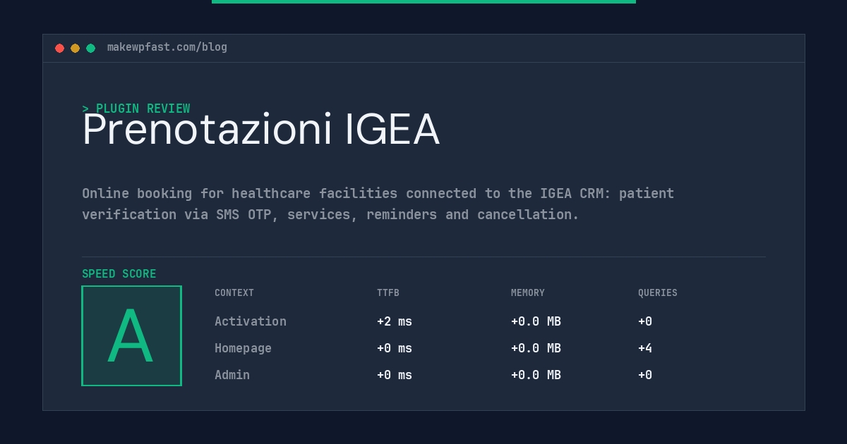 Prenotazioni IGEA - MakeWPFast