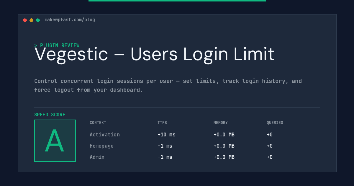 Vegestic – Users Login Limit - MakeWPFast