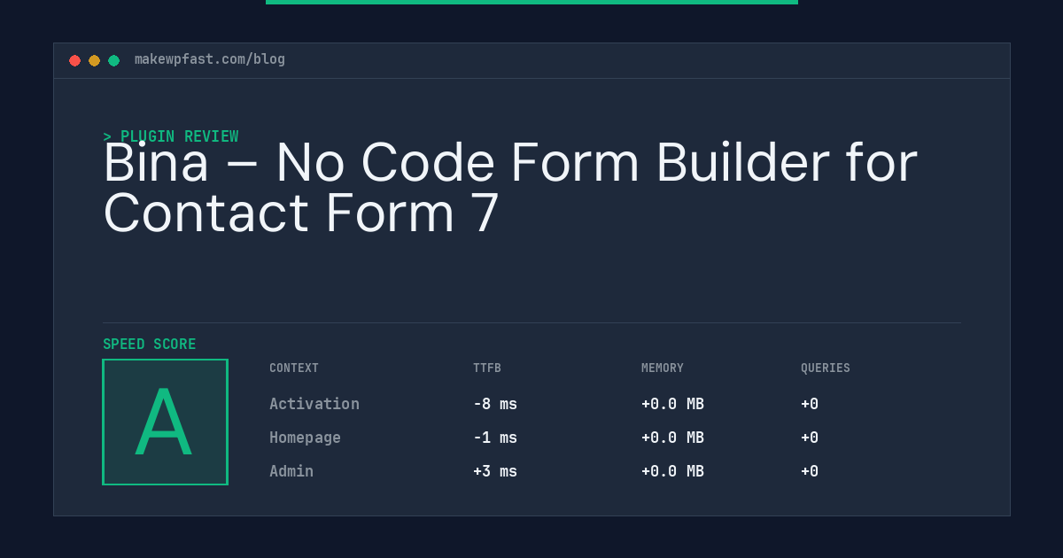 Bina – No Code Form Builder for Contact Form 7 - MakeWPFast