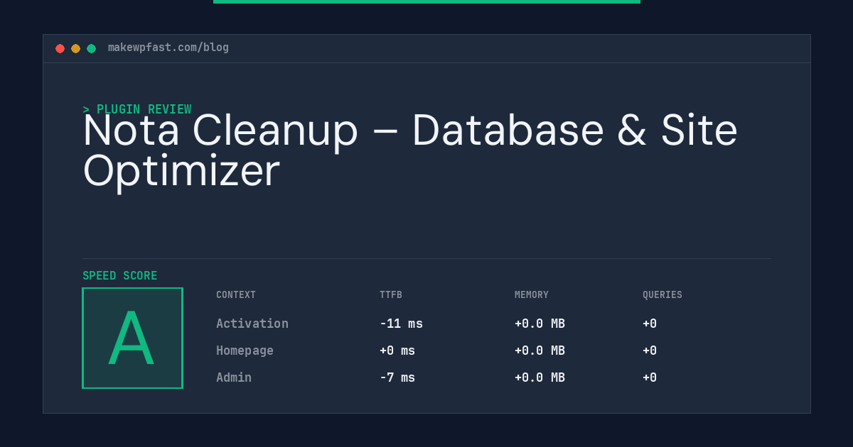 Nota Cleanup – Database & Site Optimizer - MakeWPFast