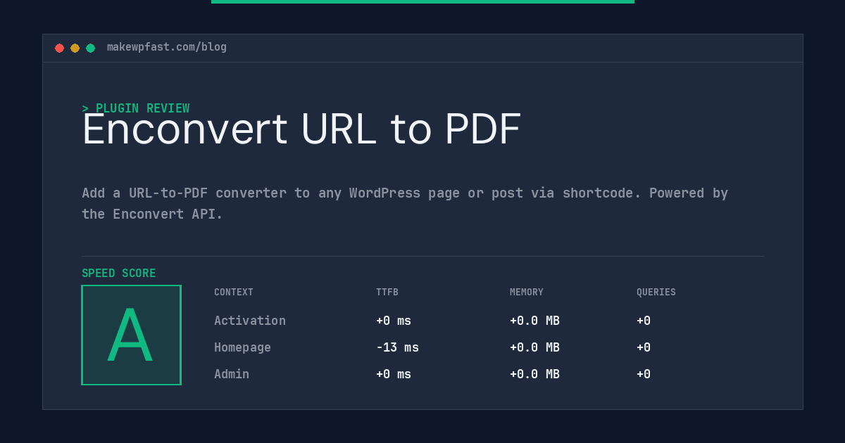 Enconvert URL to PDF - MakeWPFast