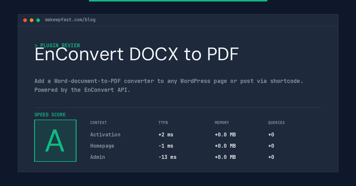EnConvert DOCX to PDF - MakeWPFast