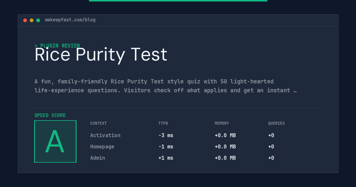 Rice Purity Test - MakeWPFast