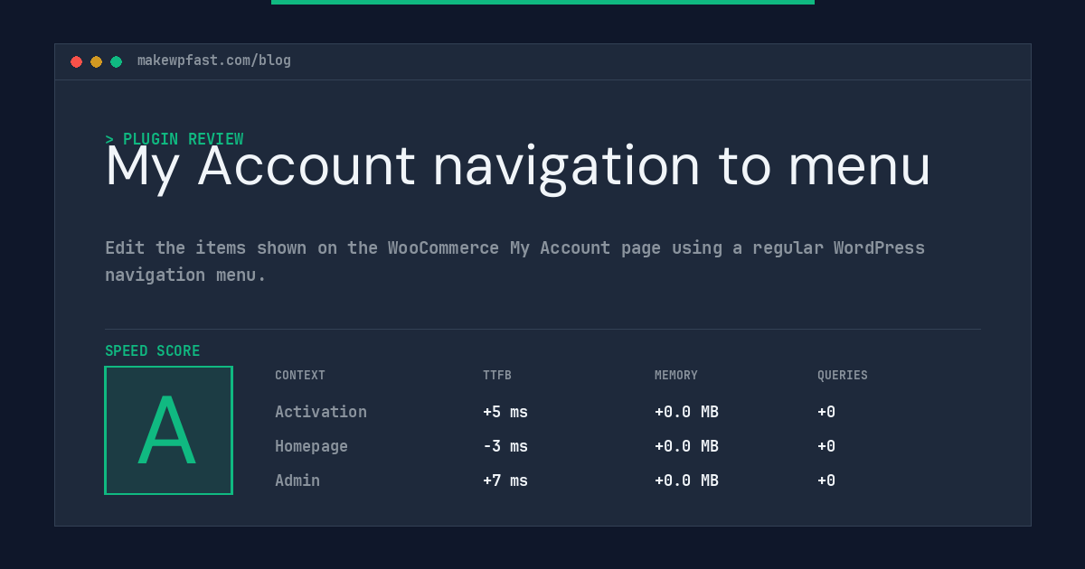 My Account navigation to menu - MakeWPFast