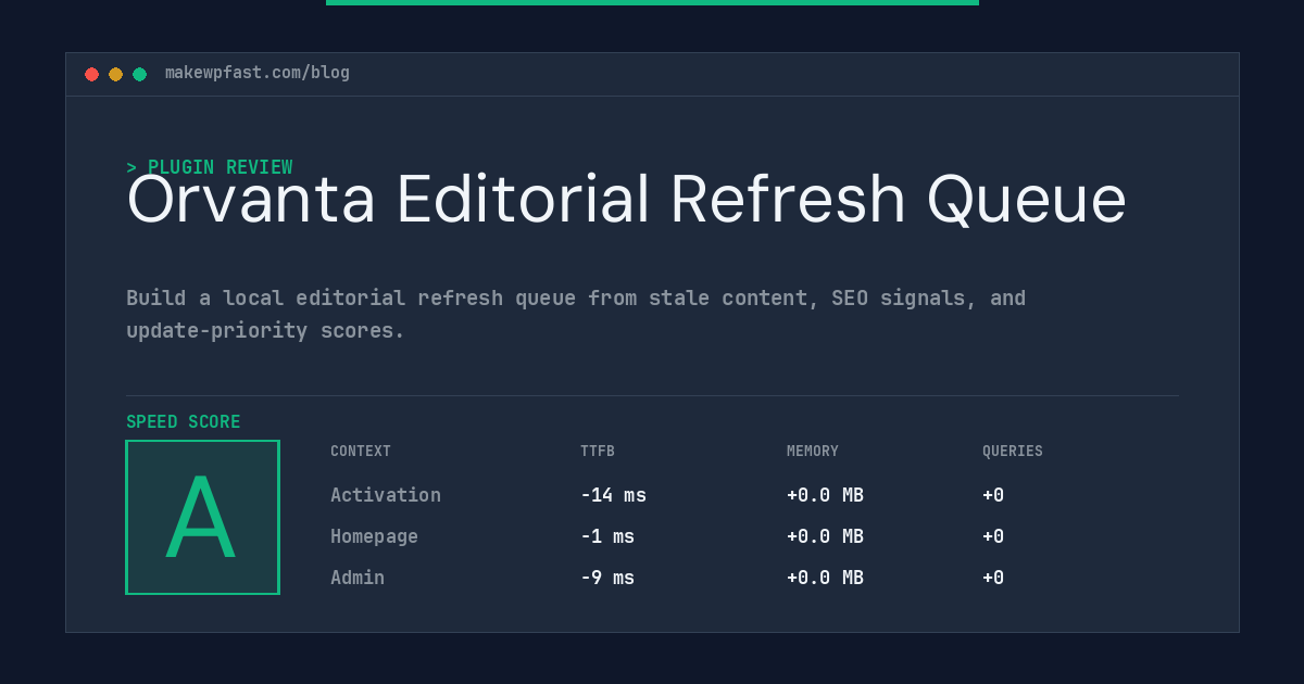 Orvanta Editorial Refresh Queue - MakeWPFast