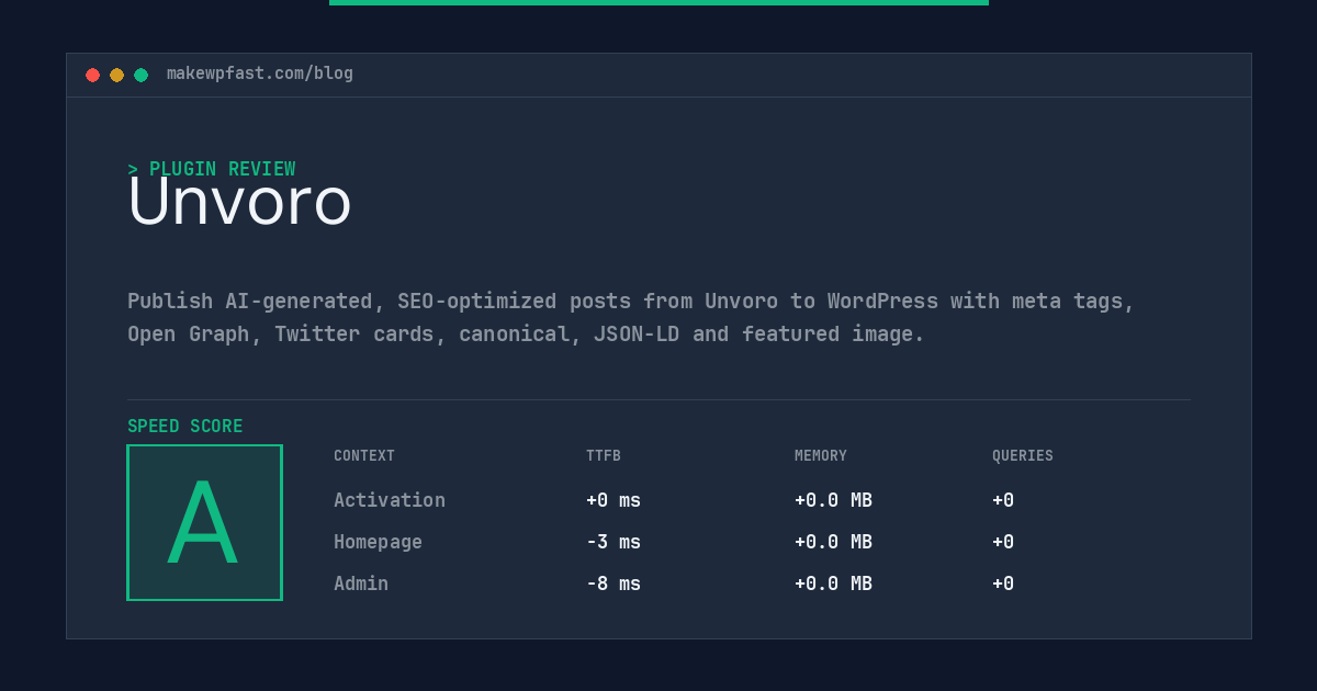 Unvoro - MakeWPFast