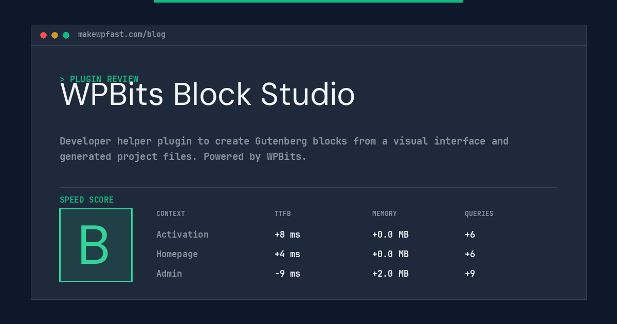 WPBits Block Studio - MakeWPFast