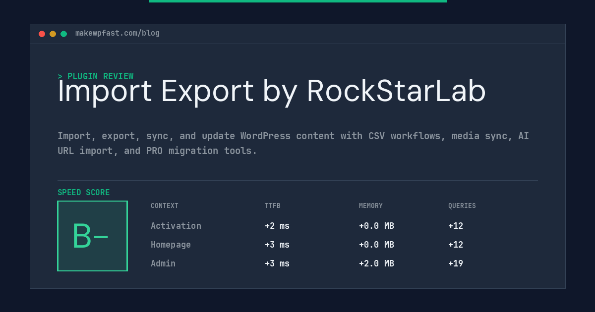 Import Export by RockStarLab - MakeWPFast