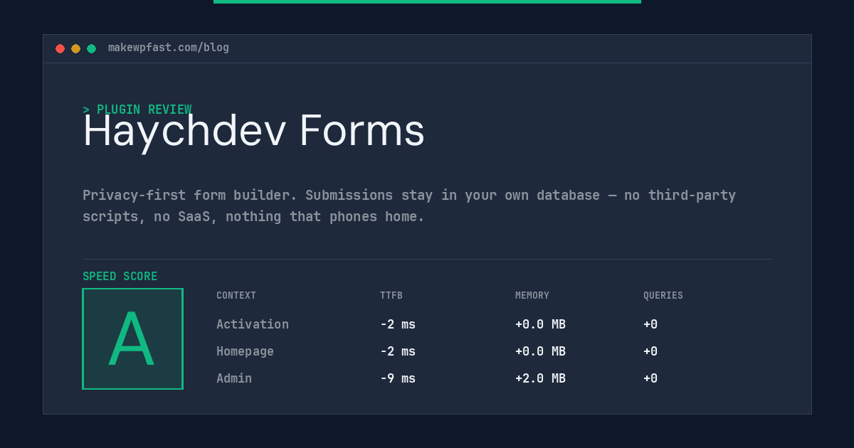 Haychdev Forms - MakeWPFast