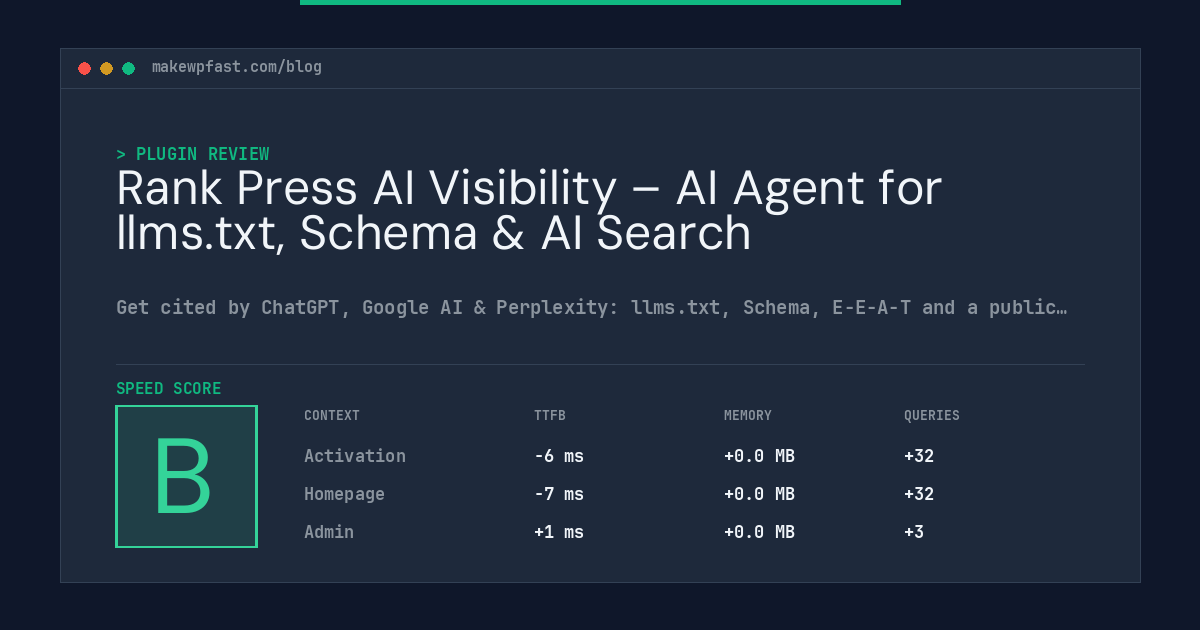Rank Press AI Visibility – AI Agent for llms.txt, Schema & AI Search - MakeWPFast