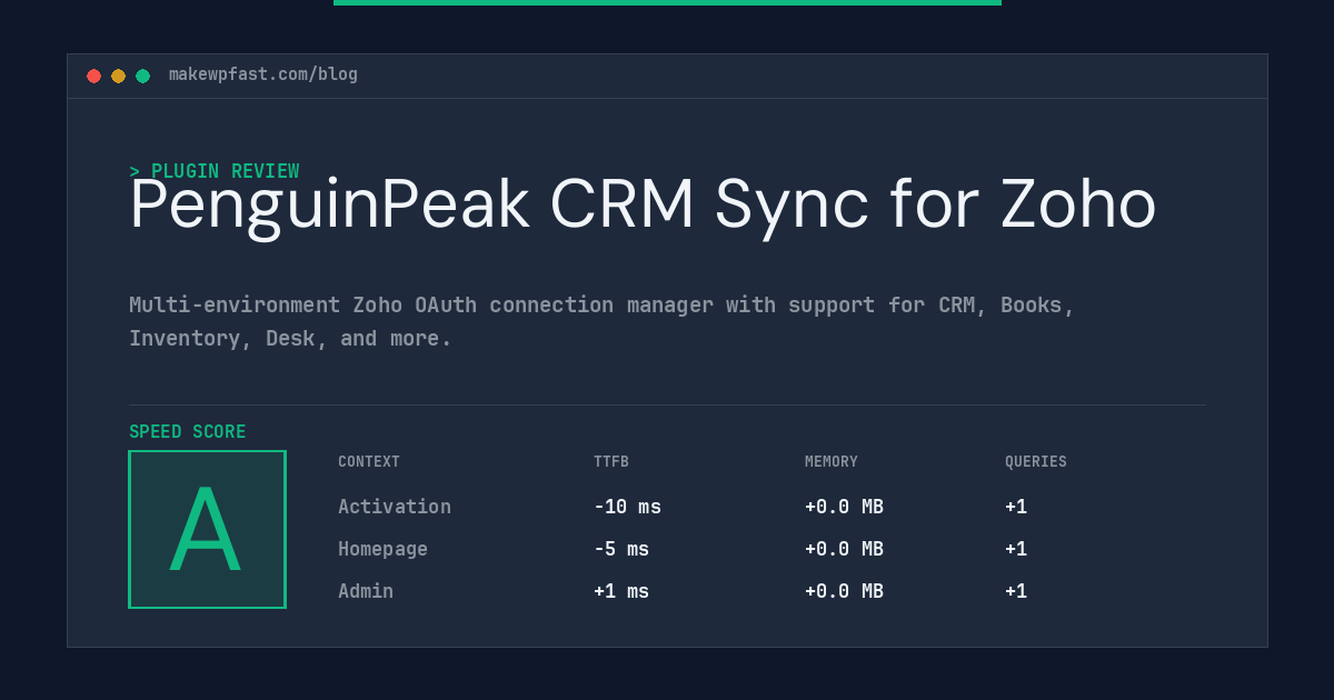 PenguinPeak CRM Sync for Zoho - MakeWPFast
