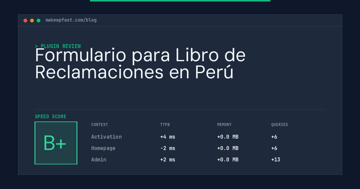 Formulario para Libro de Reclamaciones en Perú - MakeWPFast