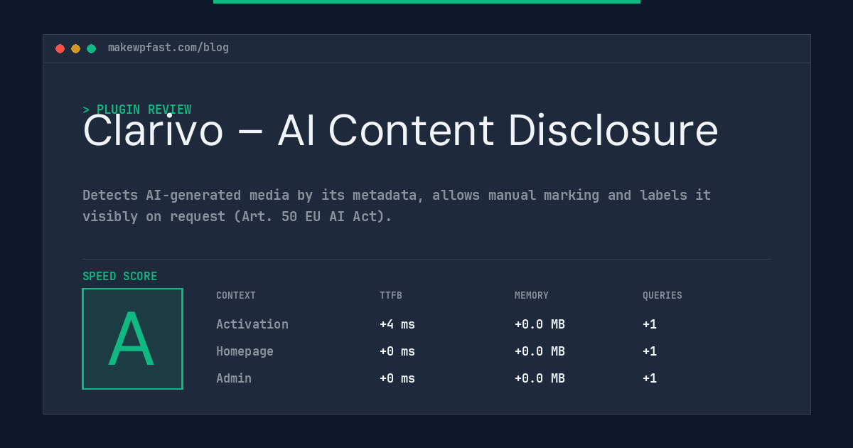 Clarivo – AI Content Disclosure - MakeWPFast