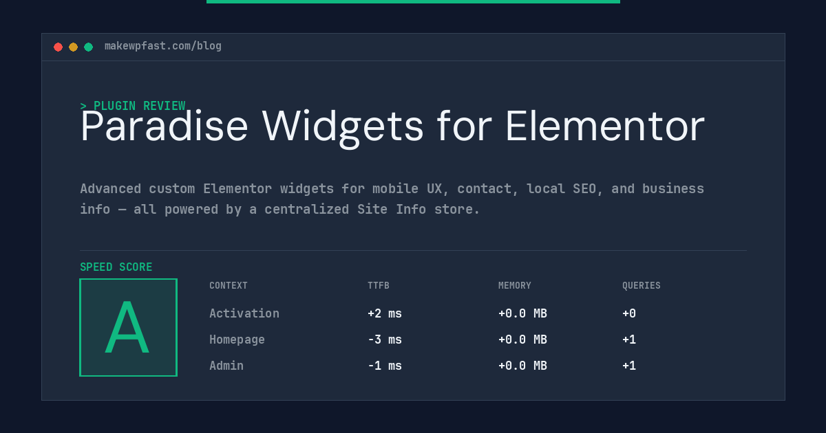 Paradise Widgets for Elementor - MakeWPFast