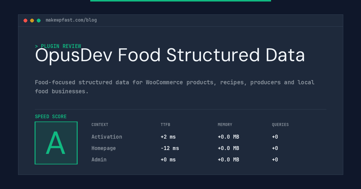 OpusDev Food Structured Data - MakeWPFast