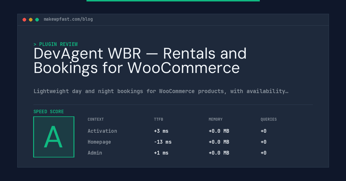 DevAgent WBR — Rentals and Bookings for WooCommerce - MakeWPFast