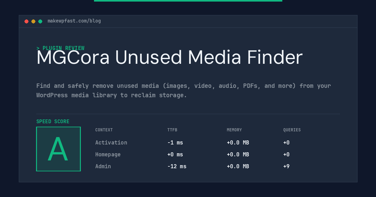 MGCora Unused Media Finder - MakeWPFast