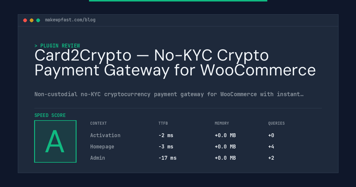 Card2Crypto — No-KYC Crypto Payment Gateway for WooCommerce - MakeWPFast