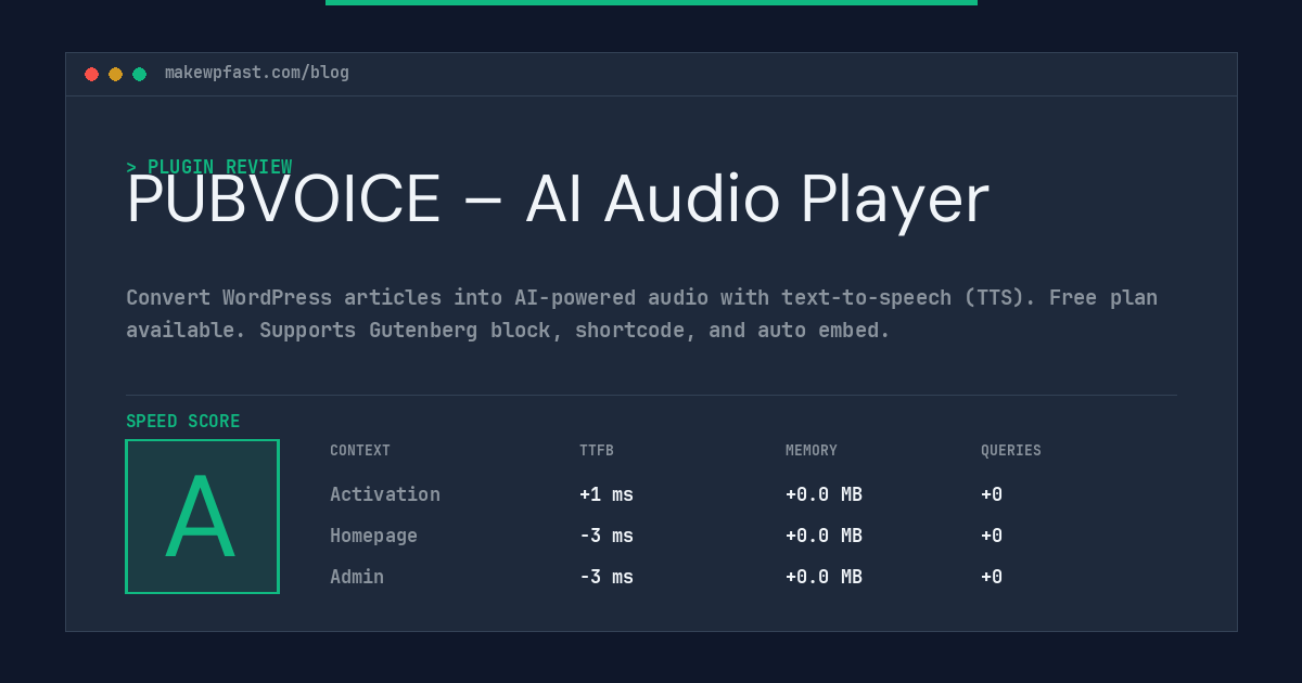 PUBVOICE – AI Audio Player - MakeWPFast