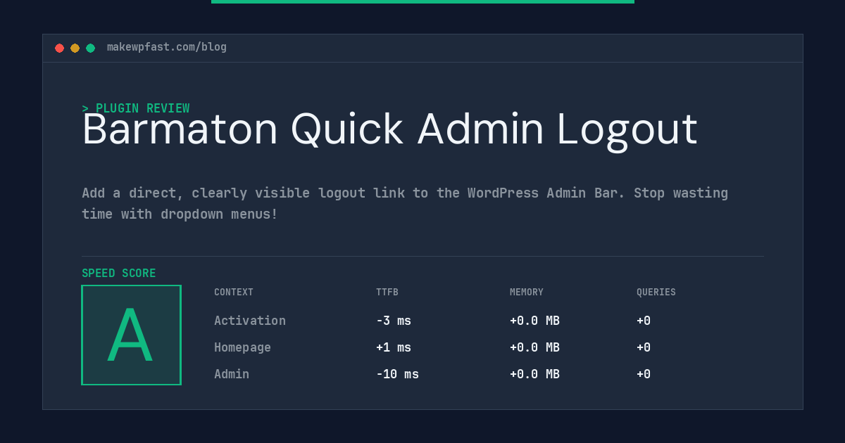 Barmaton Quick Admin Logout - MakeWPFast