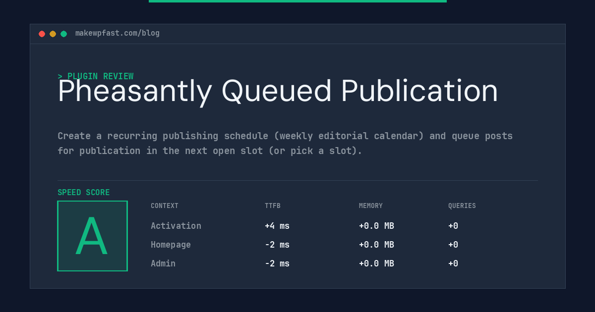 Pheasantly Queued Publication - MakeWPFast