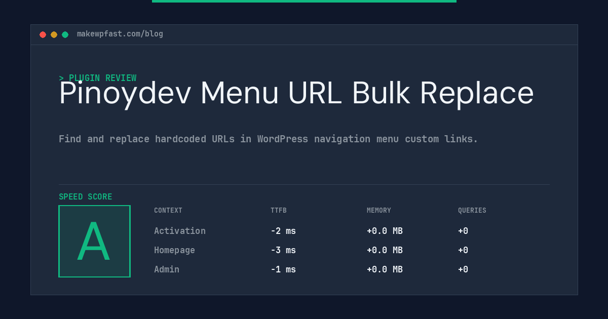 Pinoydev Menu URL Bulk Replace - MakeWPFast
