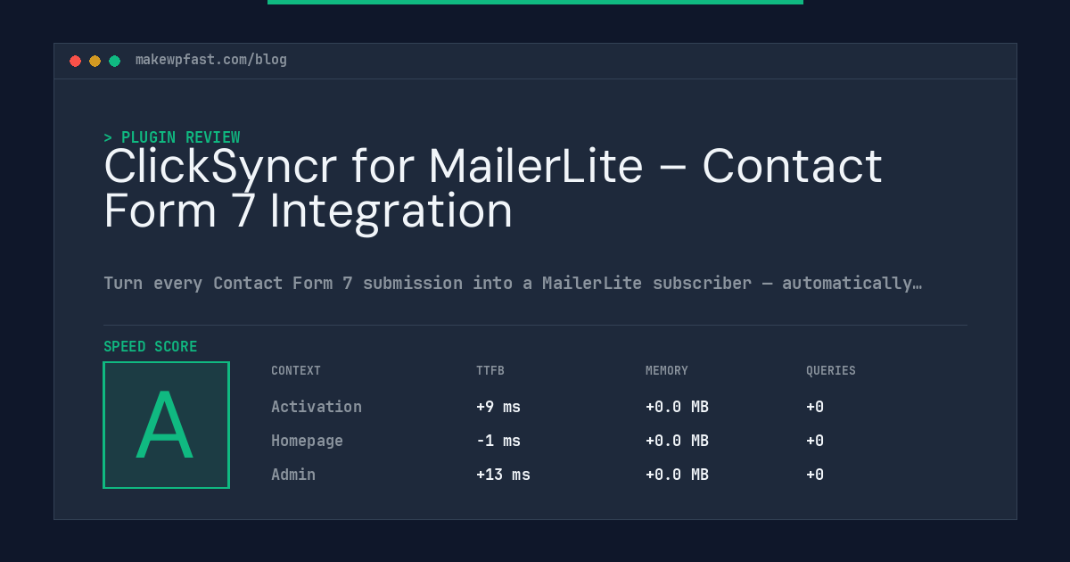 ClickSyncr for MailerLite – Contact Form 7 Integration - MakeWPFast