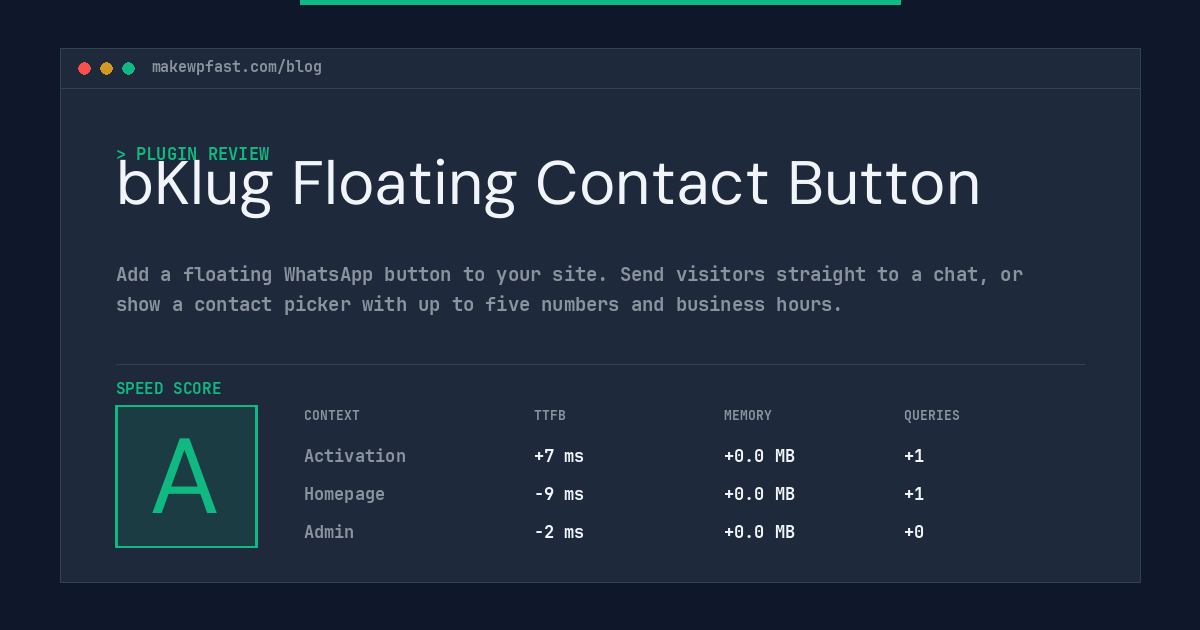 bKlug Floating Contact Button - MakeWPFast