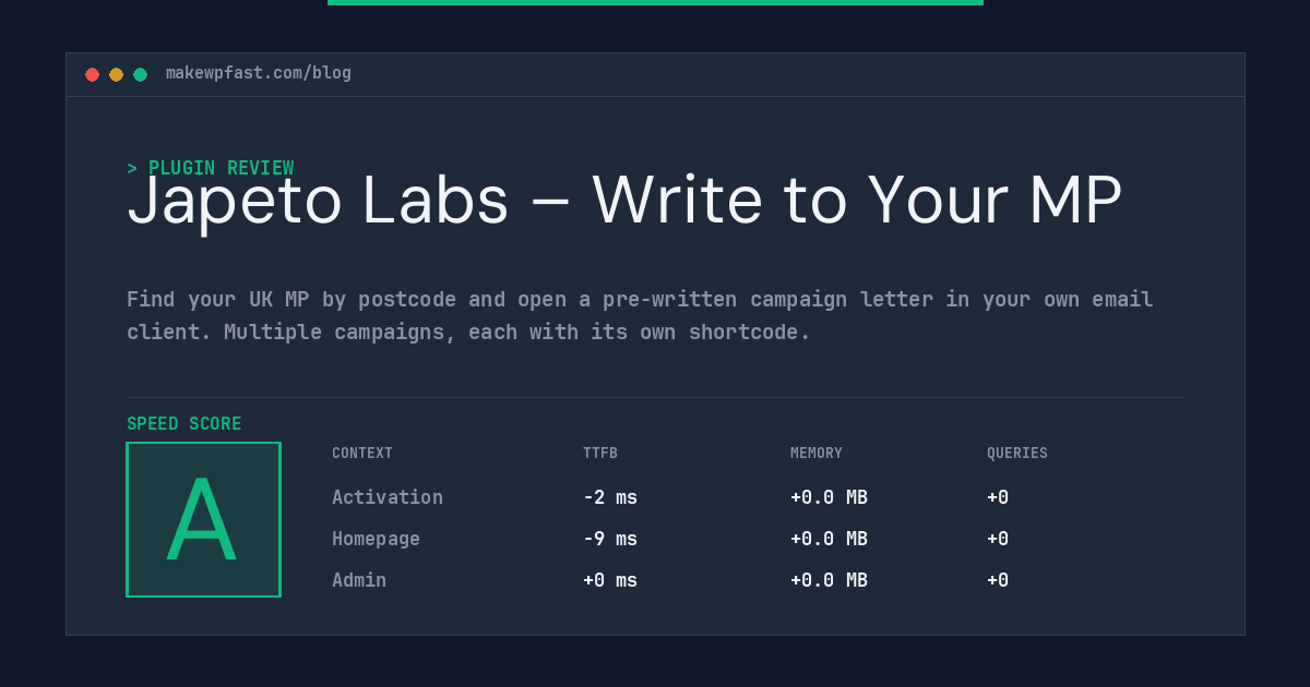 Japeto Labs – Write to Your MP - MakeWPFast