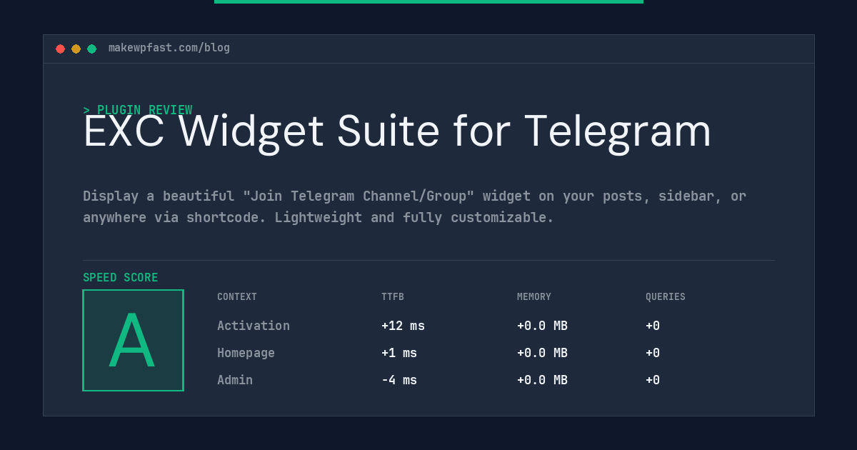 EXC Widget Suite for Telegram - MakeWPFast