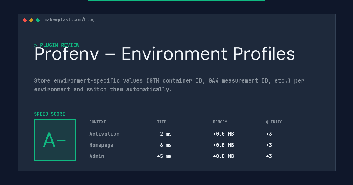 Profenv – Environment Profiles - MakeWPFast