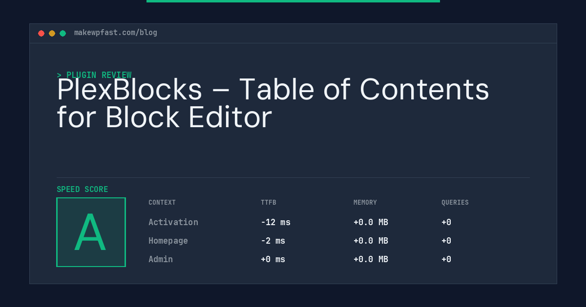 PlexBlocks – Table of Contents for Block Editor - MakeWPFast