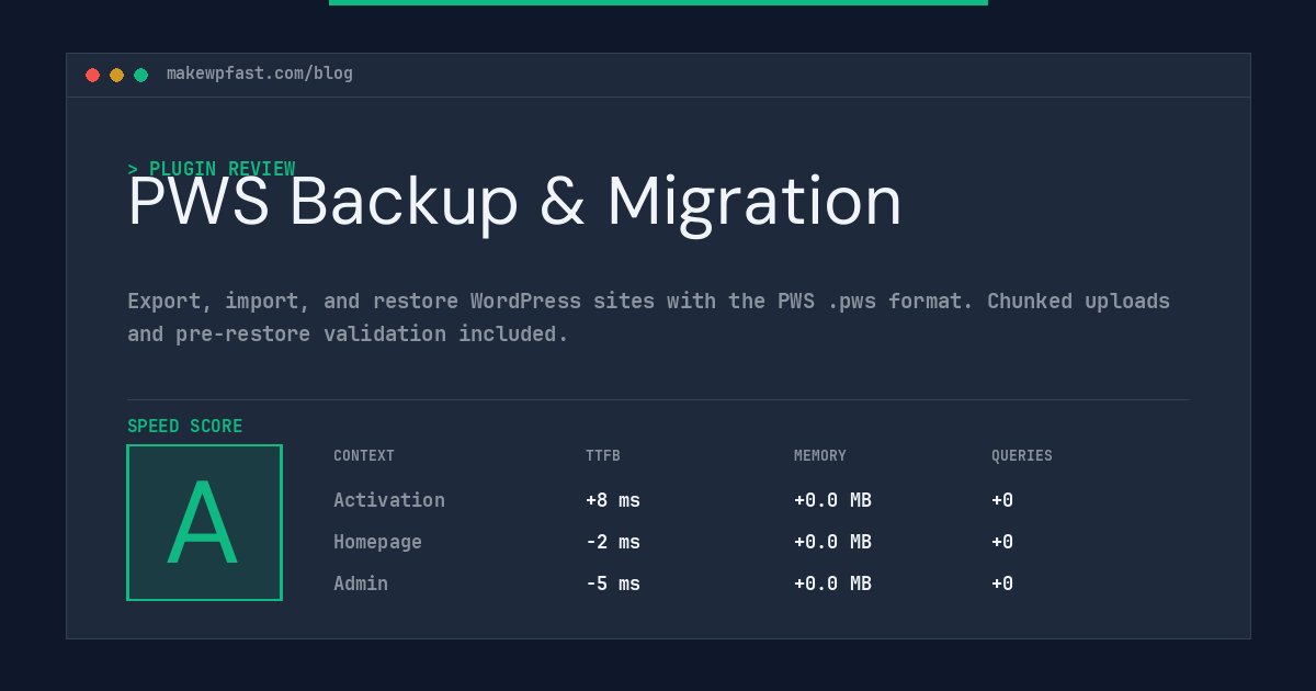 PWS Backup & Migration - MakeWPFast