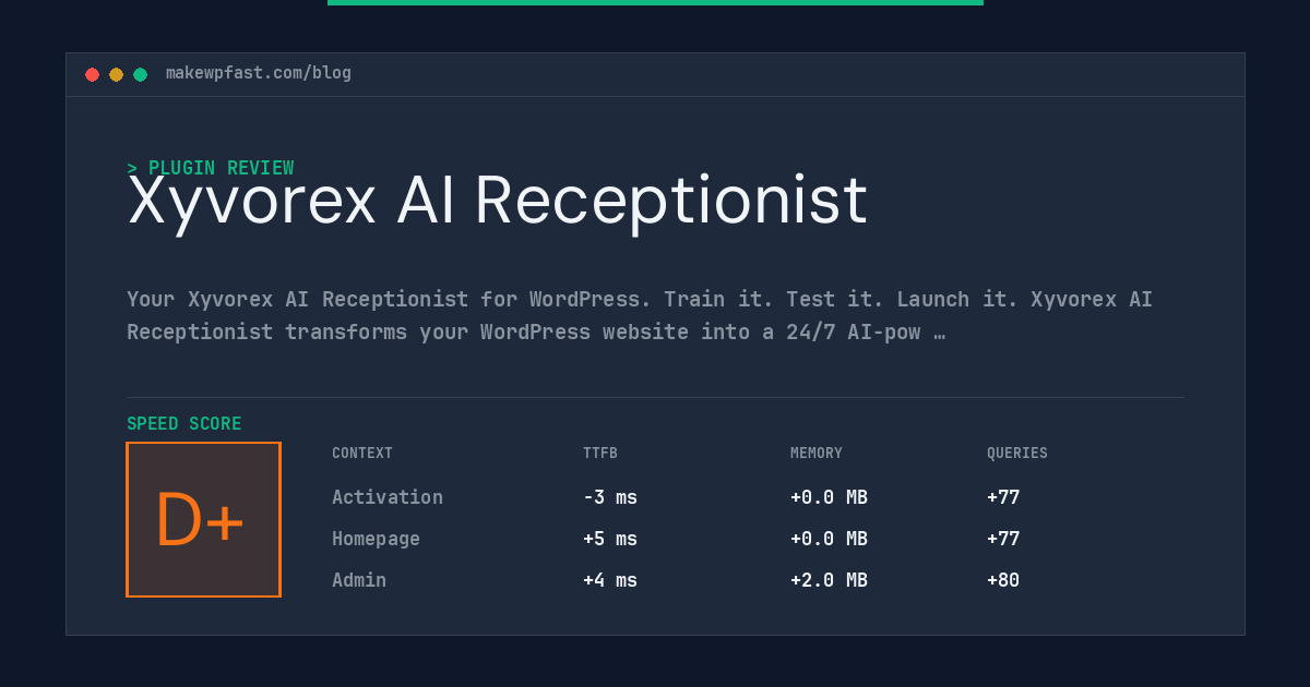 Xyvorex AI Receptionist - MakeWPFast