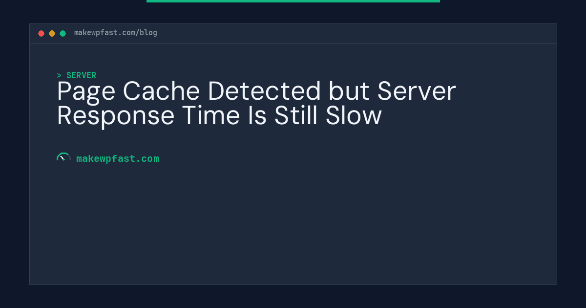 Page Cache Detected but Server Response Time Is Still Slow - MakeWPFast