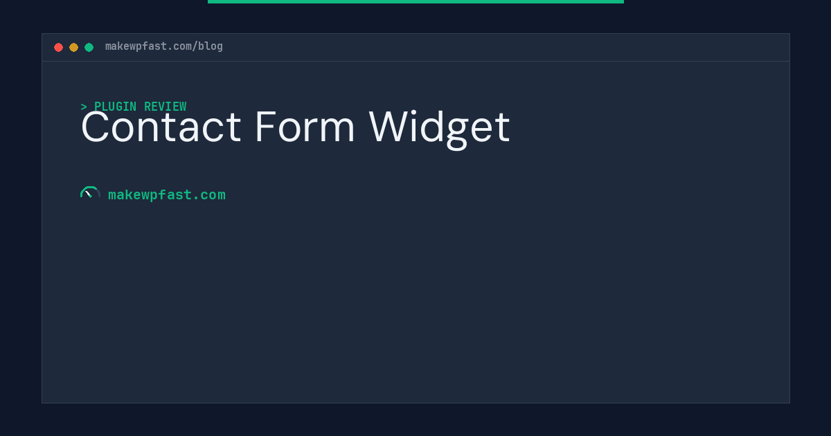Contact Form Widget - MakeWPFast