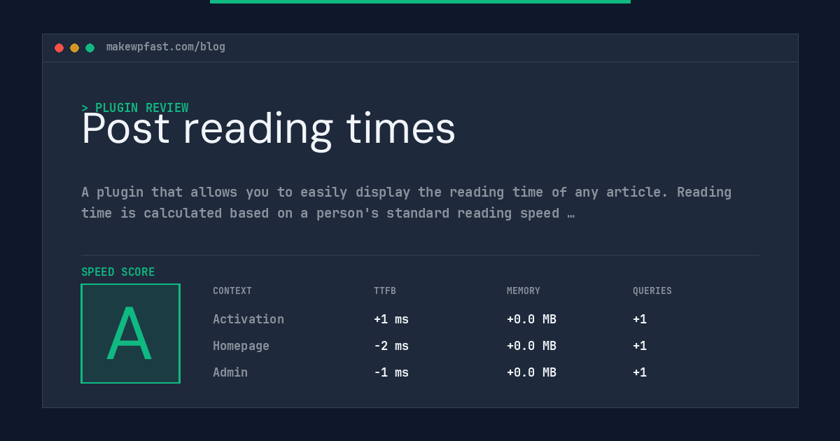 Post reading times - MakeWPFast