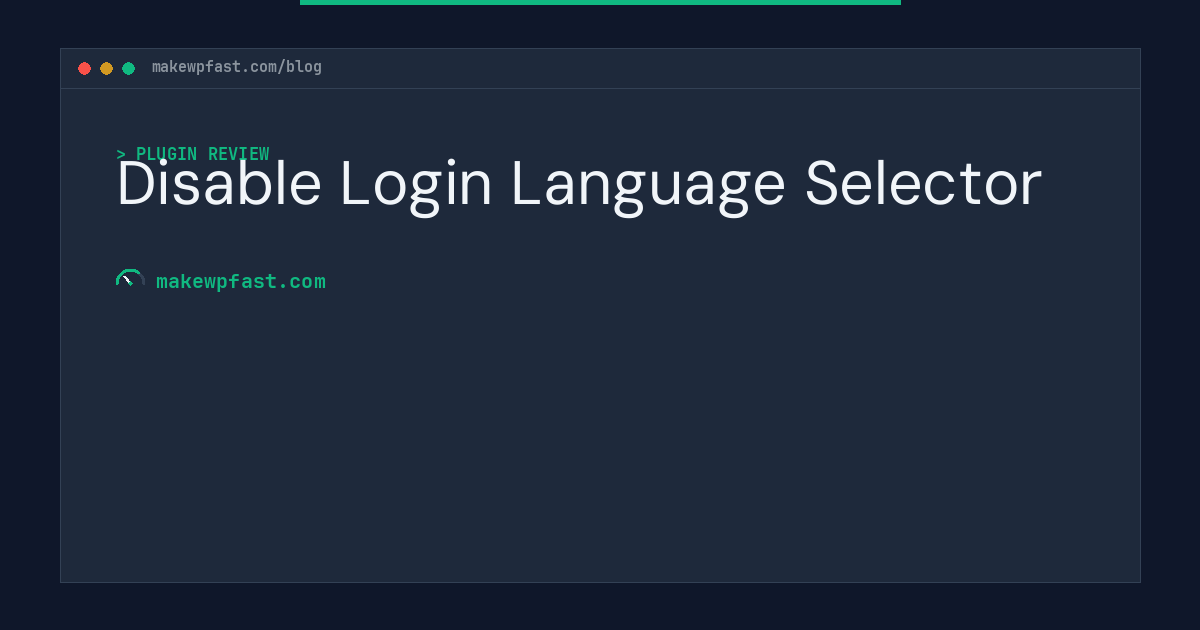 Disable Login Language Selector - MakeWPFast