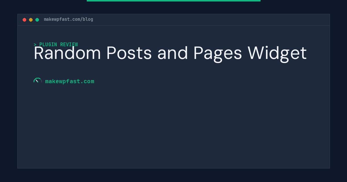 Random Posts and Pages Widget - MakeWPFast
